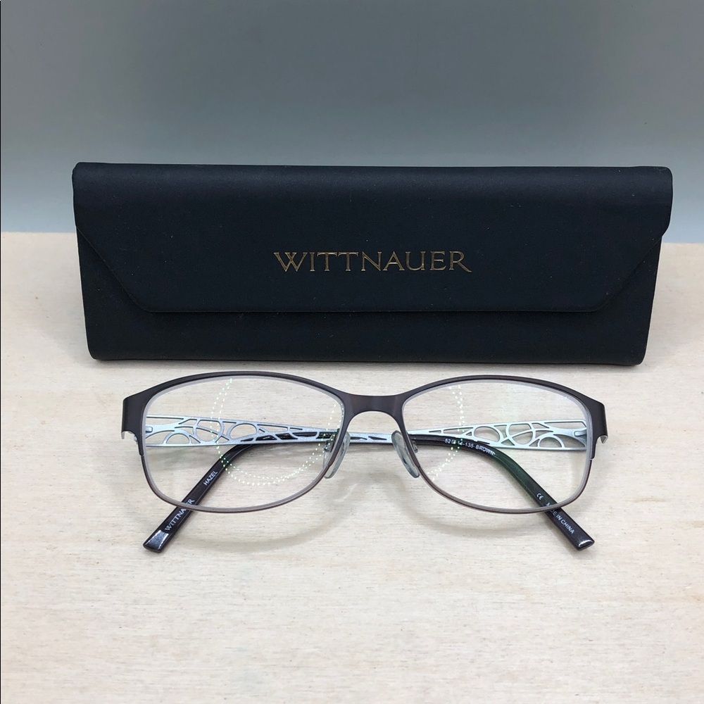 Wittnauer Hazel Eyeglasses Frame Women's Brown Rectangular 52-14-135 w case.